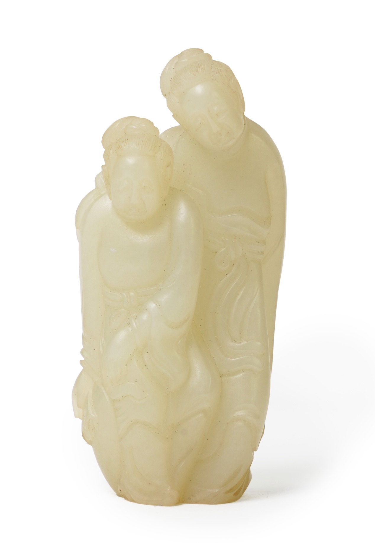 A Chinese simulated jade group of two sisters, 8.5cm